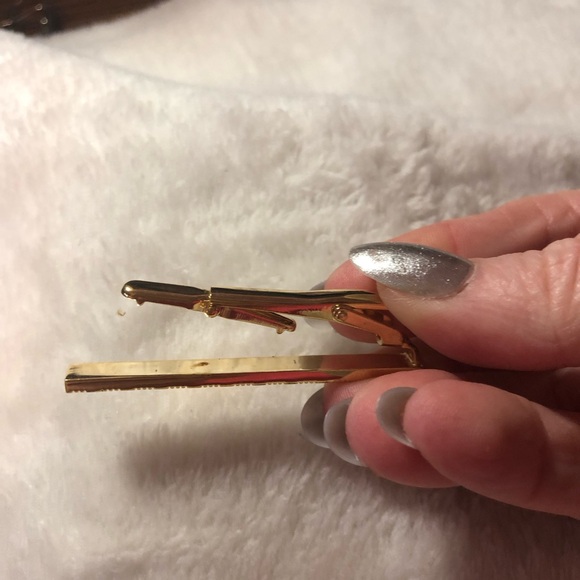 Vintage men’s square panel textured goldtone tie clip - Picture 6 of 7